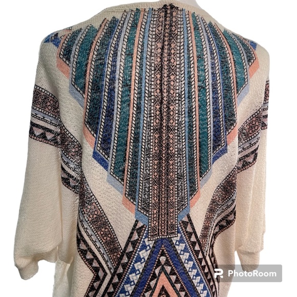 Windsor Women Boho Cardigan/Sweater Cream Geometric print size Small Geometric - Picture 5 of 8